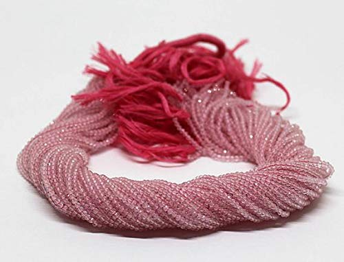 LKBEADS AAA + 10 hebras de 2 mm-2,5 mm de cuarzo rosa microfacetado cuentas de piedra pequeña Rond de 33 cm Código HIGH-25446