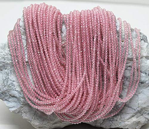 LKBEADS AAA + 10 hebras de 2 mm-2,5 mm de cuarzo rosa microfacetado cuentas de piedra pequeña Rond de 33 cm Código HIGH-25446