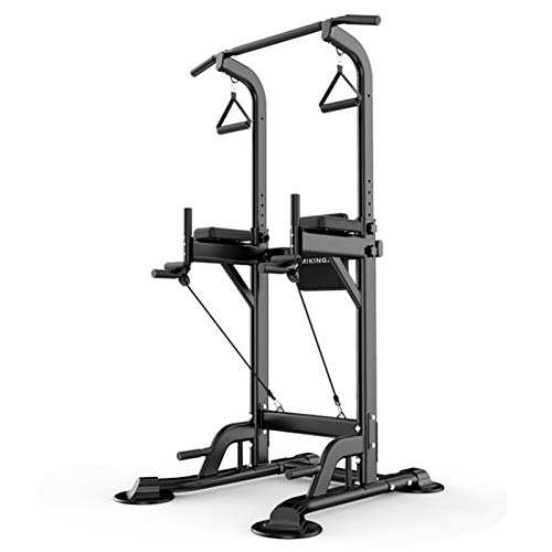 LKJHG Jaulas de Fuerza Home Gym Pull Up Power Tower, Estación De Pull Up and Dip, Equipo De Ejercicios Multifunción, Estación De Bar Chin Up, Carga 250KG (Color : Black,Blanco) Black