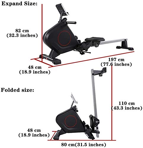 LKNJLL Máquina de Remo del hogar Plegable Control magnético Máquina de Remo, Cubierta la pérdida de Hombres y Mujeres de Peso Máquina de Remo, aparatos de Gimnasia Inteligente