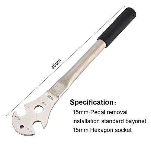 Llave de Ciclismo - Llave de pedal de bicicleta Llave inglesa Herramientas de reparación de manipulación profesional - Mango largo extendido 35 cm con ranuras de 15 mm Aleación de acero - Mango suave