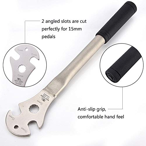 Llave de Ciclismo - Llave de pedal de bicicleta Llave inglesa Herramientas de reparación de manipulación profesional - Mango largo extendido 35 cm con ranuras de 15 mm Aleación de acero - Mango suave