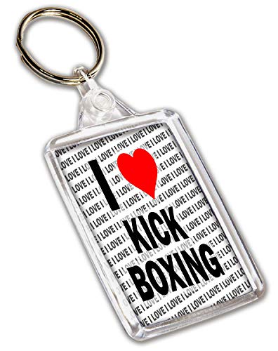 Llavero con texto"I Love Kick Boxing", regalo de cumpleaños, Navidad, regalo de calcetín Llavero con texto"I Love Kick Boxing", regalo de cumpleaños, Navidad, regalo de calcetín