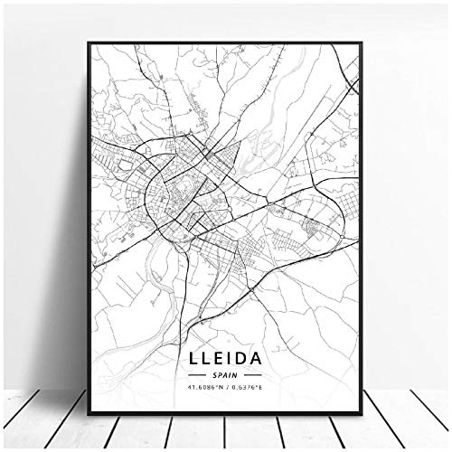 Lleida Toledo Logroño Vigo Murcia Burgos España lienzo arte mapa póster imágenes lienzo impresiones arte de pared -50x70cm sin marco Lleida Toledo Logroño Vigo Murcia Burgos España lienzo arte mapa póster imágenes lienzo impresiones arte de pared -50x70cm sin marco