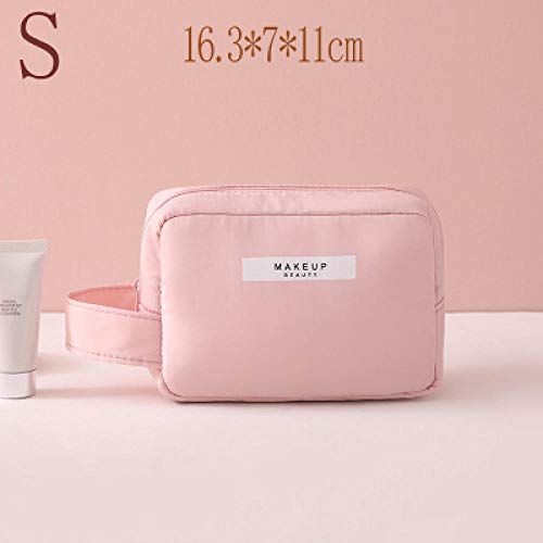 Lleve a cabo una bolsa de cosméticos portátil ligera y de viaje simple bolsa de lavado tridimensional a prueba de agua de gran capacidad-rosa S