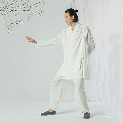LLFFDC Trajes de Tai Chi Uniforme de meditación Zen para Hombre Traje Tang Ropa de Artes Marciales Traje de Kung Fu de Manga Larga Ejercicios matutinos Ropa, XS/Etiqueta S