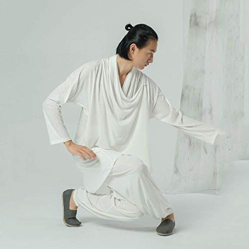 LLFFDC Trajes de Tai Chi Uniforme de meditación Zen para Hombre Traje Tang Ropa de Artes Marciales Traje de Kung Fu de Manga Larga Ejercicios matutinos Ropa, XS/Etiqueta S