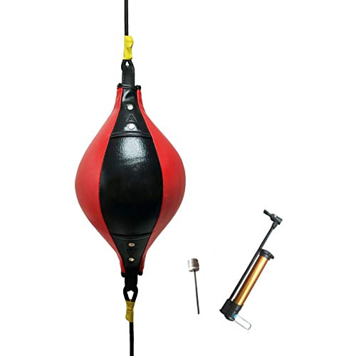 LLHSHA Double End Punzonado Velocidad Pelota,Reflejo Entrenamiento Pelota De Boxeo con Bomba De Aire,Interior Practicar Bolsa De Boxeo para Artes Marciales MMA Esquivar-Rojo 137cm