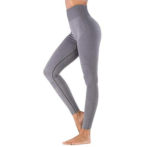 LLJ Mujeres de la Aptitud de la Yoga del Gimnasio del Deporte Transparente Actuales Altos Pantalones Apretados formación de Yoga Pantalones Atractivos de Las Mujeres,Gris,L