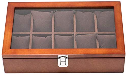 Lloow Caja de Joyas Hecha de Madera con Tapa de Vidrio, 10 Compartimentos, para Mujeres y Hombres, Organizador para Relojes, Watch Winder 2020