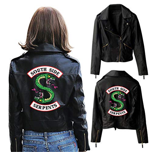 LLSMBHfs Nuevo Logotipo Impreso de PU Southside Riverdale Serpents Chaquetas Mujer Streetwear Chaqueta Personalizada-Metro