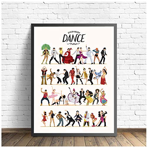 LLXHG Everybody Dance Move Now Música Póster E Impresión Arte Nórdico Baile Regalo para Amigo Imagen Arte De La Pared Decoración del Hogar Lienzo Pintura-50X70Cmx3Pcs Sin Marco