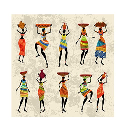 LLXHG Mujer Africana Bailando Funda De Cojín Lienzo Pintura Carteles E Impresiones Vintage Cuadro De Arte De Pared para Sala De Estar Decoración del Hogar-70X70Cm Sin Marco LLXHG Mujer Africana Bailando Funda De Cojín Lienzo Pintura Carteles E Impresiones Vintage Cuadro De Arte De Pared para Sala De Estar Decoración del Hogar-70X70Cm Sin Marco