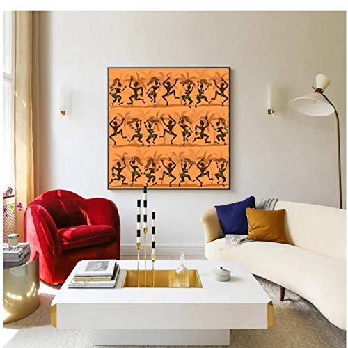 LLXHG Pintura De Lienzo De Baile De Mujer Africana Abstracta, Carteles E Impresiones De Pared Retro, Imagen Artística De Pared para Sala De Estar, Decoración del Hogar, 70X70Cm Sin Marco