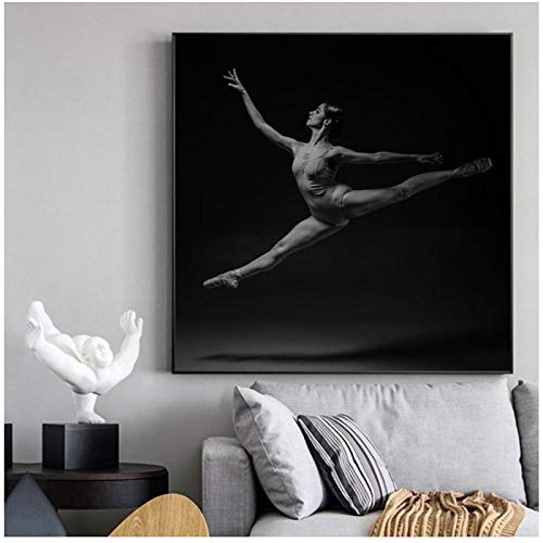 LLXHG Pintura Moderna En Lienzo En Blanco Y Negro, Cartel De Baile, Carteles De Bailarina, Pinturas De Ballet para Decoración De Dormitorio, Decoración De Baño, Arte-40X40Cmx2Pcs Sin Marco