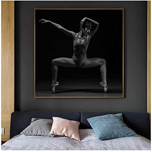 LLXHG Pintura Moderna En Lienzo En Blanco Y Negro, Cartel De Baile, Carteles De Bailarina, Pinturas De Ballet para Decoración De Dormitorio, Decoración De Baño, Arte-40X40Cmx2Pcs Sin Marco