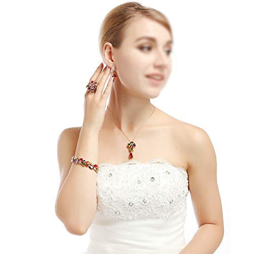 LLYY Juego de Joyas, Collar/Colgantes Pendientes Anillos Pulseras, para la Moda Las Mujeres Elegante Boda Banquetes Jewellery Set(4pack Set Colorful),6,8.5cm LLYY Juego de Joyas, Collar/Colgantes Pendientes Anillos Pulseras, para la Moda Las Mujeres Elegante Boda Banquetes Jewellery Set(4pack Set Colorful),6,8.5cm