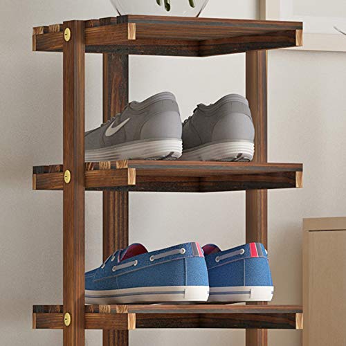 LM-Shoe Racks Zapateros Armario Zapatero, Multicapa Zapatero de Madera de Doble hilera, Bandeja de Almacenamiento Tipo economico Alta Capacidad Multifuncional Vestíbulo/Porche,Marrón,46 * 25 * 133cm