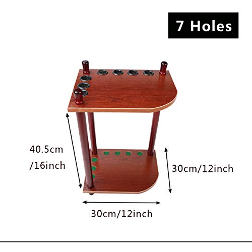 LMDX Estante para Tacos De Billar, Soporte De Piso Multifunción - para 7 Tacos Cue Pool Rack Y Más Espacio De Almacenamiento, Estilo Redwood, Taco De Billar Bastidores