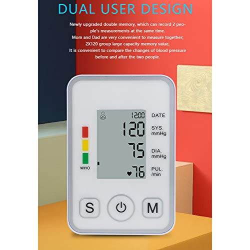 LMEIL Monitor de presión Arterial de la Parte Superior del Brazo, medidor Digital automático de presión Arterial, con Altavoz para 2 usuarios, Memoria de 120 lecturas, Pantalla retroiluminada