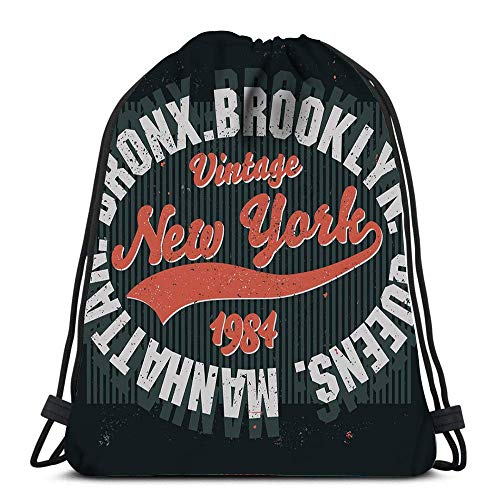 Lmtt Mochila con cordón New York Brooklyn Emblem Stamp Vintage App Yoga Runner Daypack Bolsas para Zapatos