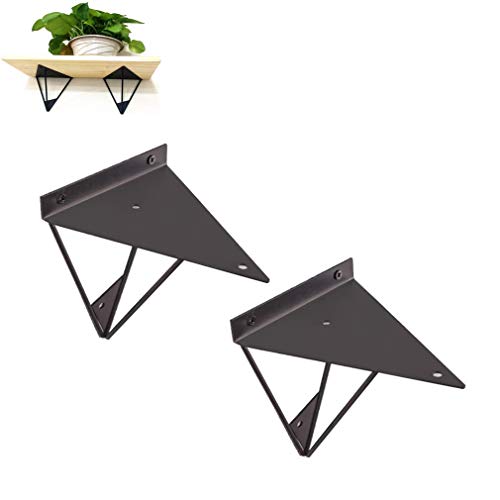 LMZJLU Metal Industrial Soportes de Estante,Estantería de Hierro Forjado Decorativo Shelf Bracket Triángulo Wall Mounted Shelf Rack,Ahorrar Espacio Easy-to-Install,2 Piezas (280mm/11in,Black)