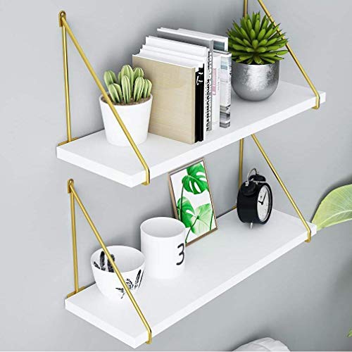 LMZJLU Robusto Escuadras de Metal Soportes de Estante,Moderno Arte de Hierro Shelf Bracket Wall Mounted Shelf Rack,para Home Décor con Tornillo,2 Piezas (400mm/15.7in,Golden)