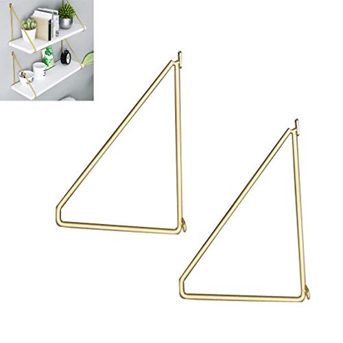 LMZJLU Robusto Escuadras de Metal Soportes de Estante,Moderno Arte de Hierro Shelf Bracket Wall Mounted Shelf Rack,para Home Décor con Tornillo,2 Piezas (400mm/15.7in,Golden)