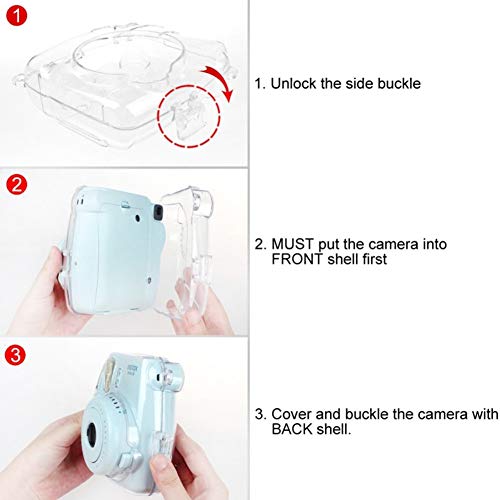 LNIMIKIY Funda protectora anti impacto portátil transparente ligera fácil de aplicar resistente a los arañazos con correa práctica carcasa a prueba de polvo para Instax Mini 8 9