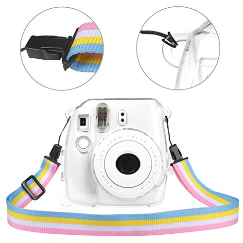 LNIMIKIY Funda protectora anti impacto portátil transparente ligera fácil de aplicar resistente a los arañazos con correa práctica carcasa a prueba de polvo para Instax Mini 8 9