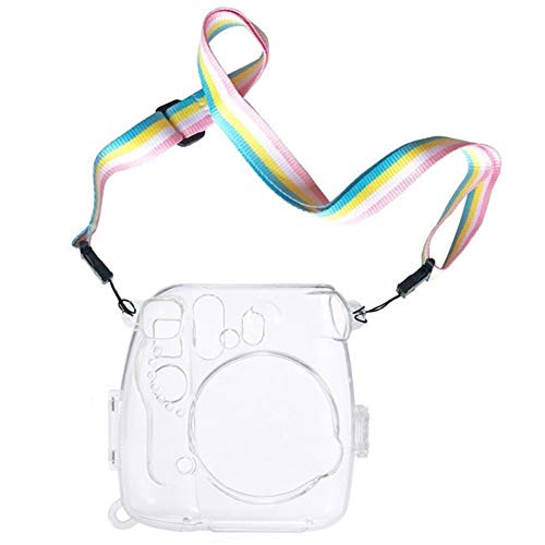 LNIMIKIY Funda protectora anti impacto portátil transparente ligera fácil de aplicar resistente a los arañazos con correa práctica carcasa a prueba de polvo para Instax Mini 8 9