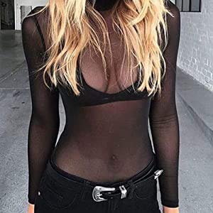 Loalirando Crop Top Sexy Mujer Manga Larga Top Corto Transparente Slim Chic Clubwear Casual Noche Camiseta de Cuello Redondo Alto (Negro, XL) Loalirando Crop Top Sexy Mujer Manga Larga Top Corto Transparente Slim Chic Clubwear Casual Noche Camiseta de Cuello Redondo Alto (Negro, XL)