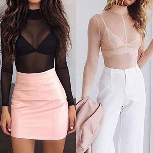 Loalirando Crop Top Sexy Mujer Manga Larga Top Corto Transparente Slim Chic Clubwear Casual Noche Camiseta de Cuello Redondo Alto (Negro, XL) Loalirando Crop Top Sexy Mujer Manga Larga Top Corto Transparente Slim Chic Clubwear Casual Noche Camiseta de Cuello Redondo Alto (Negro, XL)