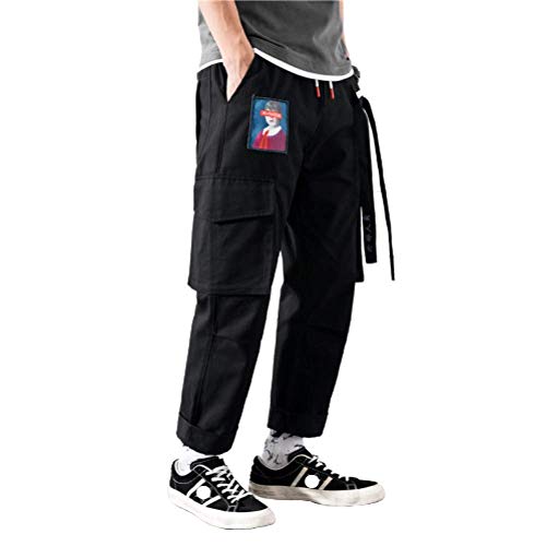 Loeay Pantalones de Carga para Hombre Joggers Harem Streetwear Pantalones Bordado de Letras Pantalones Casuales Pantalones de Hip Hop de Carga Rosa Populares Negro M Loeay Pantalones de Carga para Hombre Joggers Harem Streetwear Pantalones Bordado de Letras Pantalones Casuales Pantalones de Hip Hop de Carga Rosa Populares Negro M