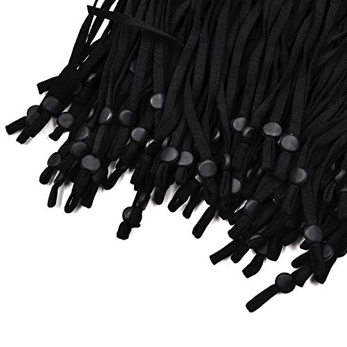 LOFIR 5mm*15cm Cordón Elastico con hebilla ajustable para Coser, Goma Eelastica Negra/Blanca, Cuerda Eelastica, 100pcs