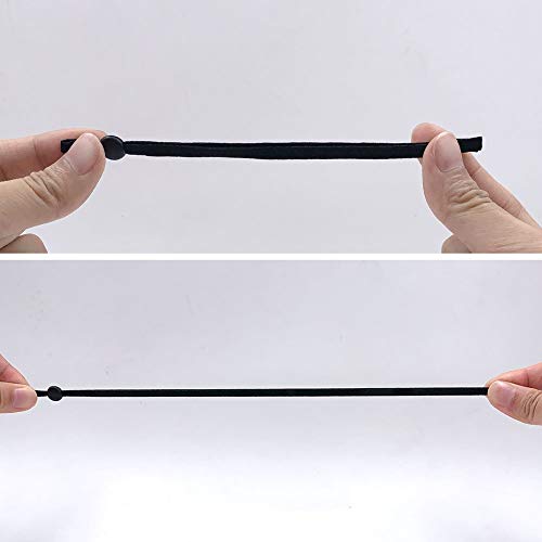 LOFIR 5mm*15cm Cordón Elastico con hebilla ajustable para Coser, Goma Eelastica Negra/Blanca, Cuerda Eelastica, 100pcs