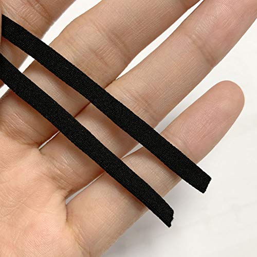 LOFIR 5mm*15cm Cordón Elastico con hebilla ajustable para Coser, Goma Eelastica Negra/Blanca, Cuerda Eelastica, 100pcs