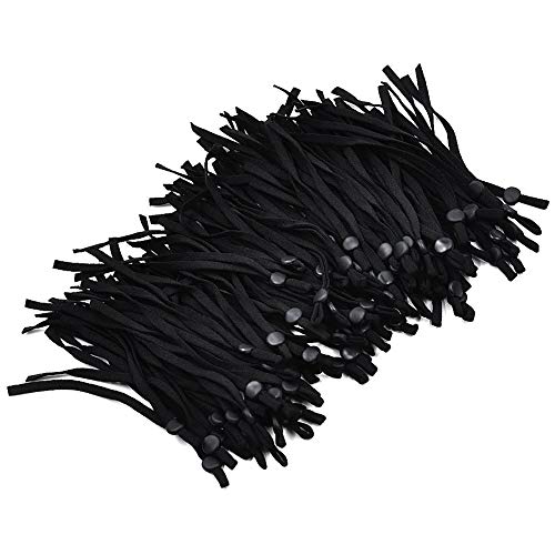 LOFIR 5mm*15cm Cordón Elastico con hebilla ajustable para Coser, Goma Eelastica Negra/Blanca, Cuerda Eelastica, 100pcs