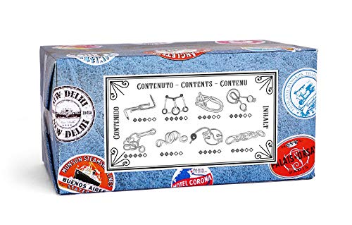 LOGICA GIOCHI Art. Set de Metal 8 en 1 Maleta Retro - Paquete Azul - Rompecabezas de Metal - Juegos de ingenio - Set de Puzzles Inteligentes - Serie Viajeros - Alta Dificultad LOGICA GIOCHI Art. Set de Metal 8 en 1 Maleta Retro - Paquete Azul - Rompecabezas de Metal - Juegos de ingenio - Set de Puzzles Inteligentes - Serie Viajeros - Alta Dificultad
