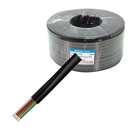 Logilink Modular Flat Cable 6 Hilos, Color Negro, 100 M