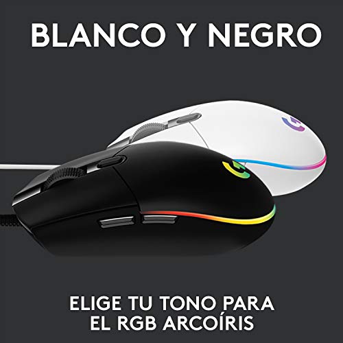 Logitech G203 LIGHTSYNC Ratón con iluminación RGB personalizable para gaming, 6 botones programables, sensor para gaming, seguimiento de hasta 8.000 dpi, peso ligero,G203 2ª Gen.,Blanco Logitech G203 LIGHTSYNC Ratón con iluminación RGB personalizable para gaming, 6 botones programables, sensor para gaming, seguimiento de hasta 8.000 dpi, peso ligero,G203 2ª Gen.,Blanco