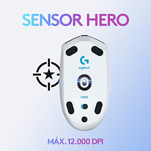 Logitech G305 Lightspeed Ratón Gaming Inalámbrico, Captor HERO 12,000 DPI, Ultra-ligero, Batería de 250h, Memoría Integrada, Compatible con PC/Mac , Versión Alemana , Blanco Logitech G305 Lightspeed Ratón Gaming Inalámbrico, Captor HERO 12,000 DPI, Ultra-ligero, Batería de 250h, Memoría Integrada, Compatible con PC/Mac , Versión Alemana , Blanco
