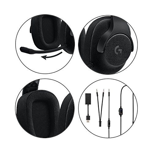 Logitech G433 Auriculares Gaming con Cable, Sonido 7.1 Surround, DTS Headphone:X, Transductores 40mm Pro-G, Peso Ligero, USB y Jack Audio 3, 5mm, PC/Mac/Nintendo Switch/PS4/Xbox One, Negro Logitech G433 Auriculares Gaming con Cable, Sonido 7.1 Surround, DTS Headphone:X, Transductores 40mm Pro-G, Peso Ligero, USB y Jack Audio 3, 5mm, PC/Mac/Nintendo Switch/PS4/Xbox One, Negro