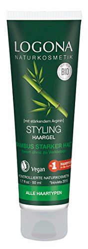 logona Natural cosmético Styling Cabello Gel, para cabello y fijar de bambú de todos los tipos de cabello, stärk endes Arginina Hay el pelo Agarre Vegano, 50 ml