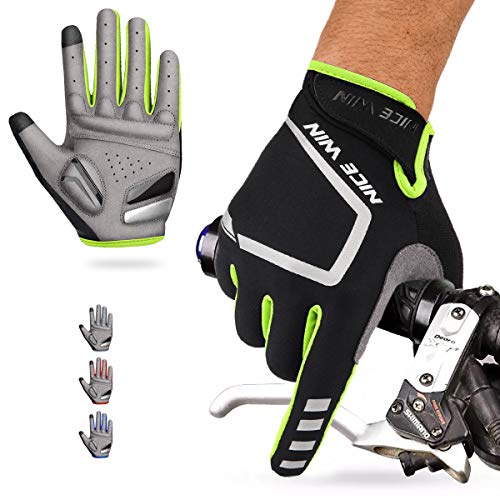 LOHOTEK Guantes de Ciclismo Motocicleta Bicicleta Montaña-Acolchados Bicicleta de Carretera de Hombres Mujeres Antideslizante Pantalla Táctil (Amarillo, L)