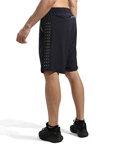 LOHOTEK Hombres 7" Pantalones Cortos para Atléticos - Pantalones Cortos de Gimnasio de Secado Rápido y Ligeros para Entrenamiento de Baloncesto de Tenis al Aire Libre (Negro, S)