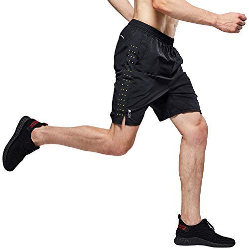 LOHOTEK Hombres 7" Pantalones Cortos para Atléticos - Pantalones Cortos de Gimnasio de Secado Rápido y Ligeros para Entrenamiento de Baloncesto de Tenis al Aire Libre (Negro, S)