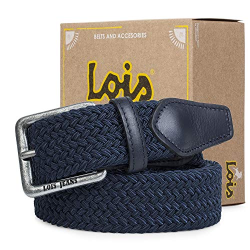 Lois - Cinturón Elástico de Piel y Tela 501001, Color Marino