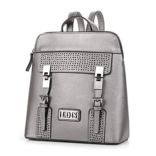 Lois - Mochila de Mujer pequeña. Cuero PU y Hebillas. Muy práctica para Diario o Viaje diseño Elegante a la Moda. cómoda y Ligera. 95899, Color Metal