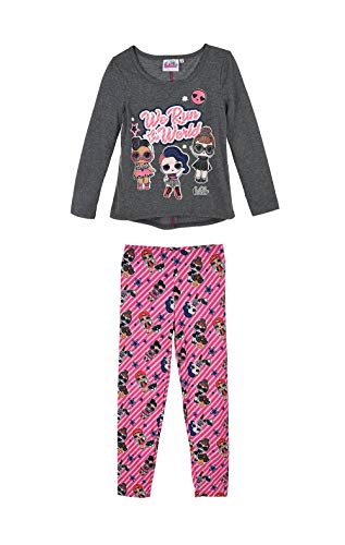 LOL Surprise – Conjunto de leggings y camiseta Shirt de manga larga para niña 5/6/7/8/9/10 años gris 9 años